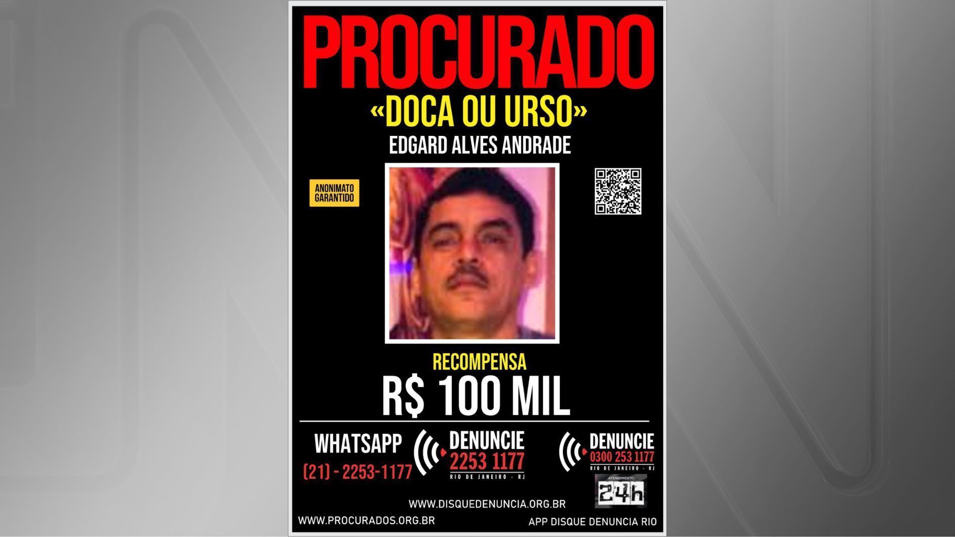 RJ oferece R$ 100 mil por informações sobre chefe do tráfico na Doca da Penha