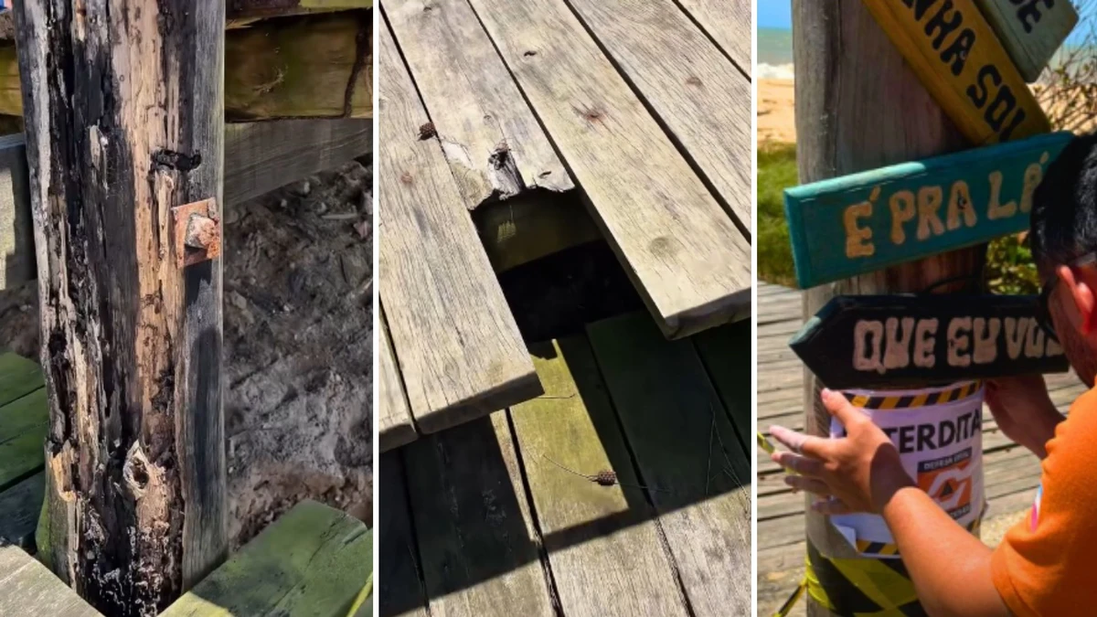 Interdição de Deque de Madeira na Orla de Lagoa Funda pela Defesa Civil em Marataízes